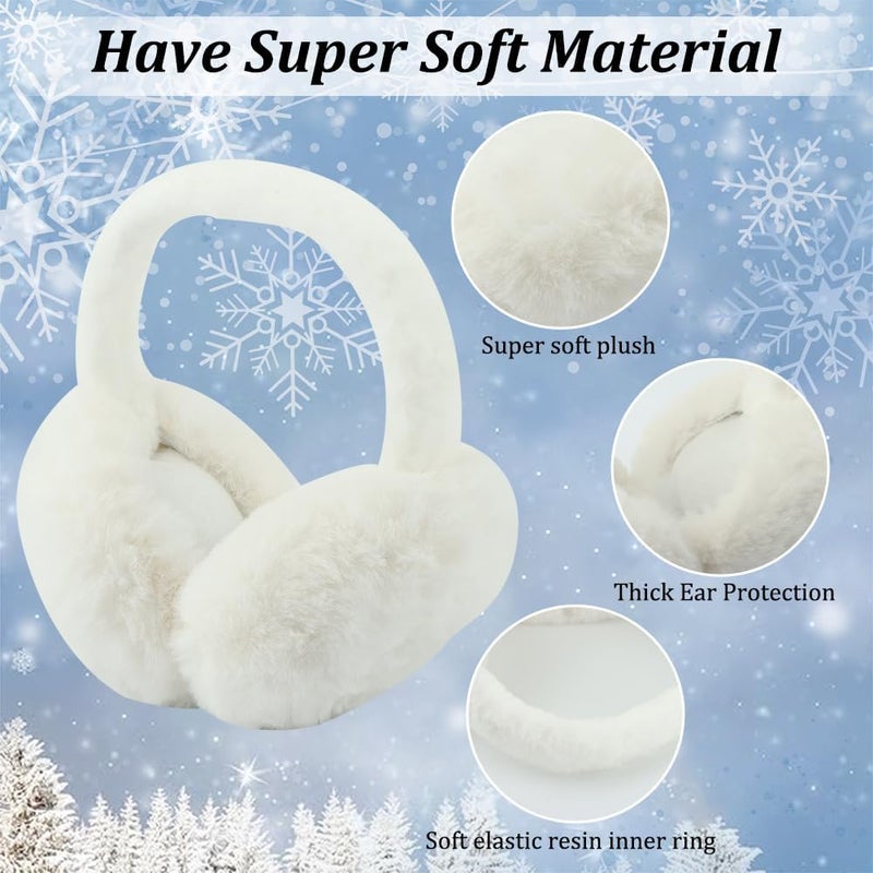 Ranjaner Winter Ear Muffs Women, Faux Fur Winter Girls Fuzzy Earmuffs, Foldable Fluffy Ear Covers, Outdoor Warm Ear Covers - Image 3